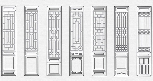 长海常用中式仿古花窗图案隔断设计图