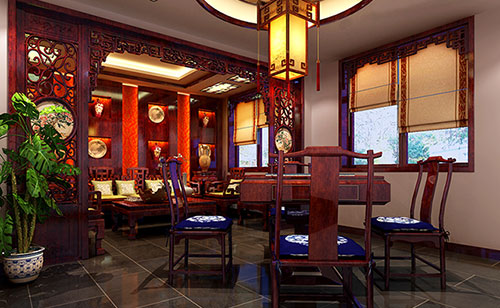 长海古典中式风格茶楼包间设计装修效果图