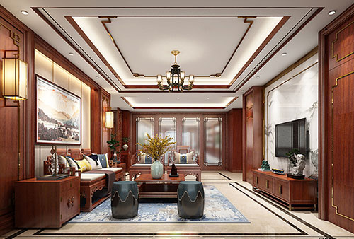 长海小清新格调的现代简约别墅中式设计装修效果图