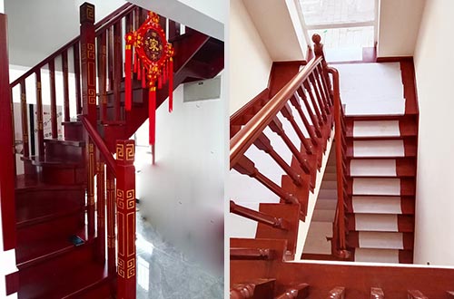 长海自建别墅中式实木楼梯全屋定制设计效果图